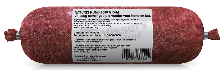 Naturis Vers Vlees voeding Rund 1000 gr